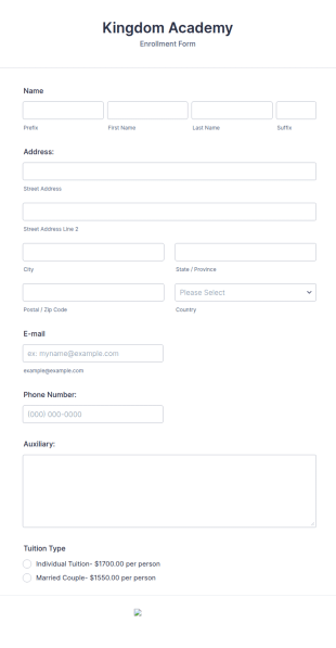 Sonship Registration Form Template