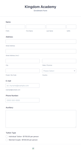 Sonship Registration Form Template