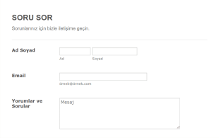 Soru Sor Form Şablonu