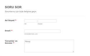 Soru Sor Form Template