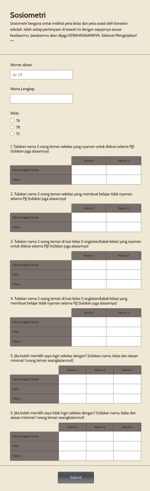 Sosiometri Kelas 7