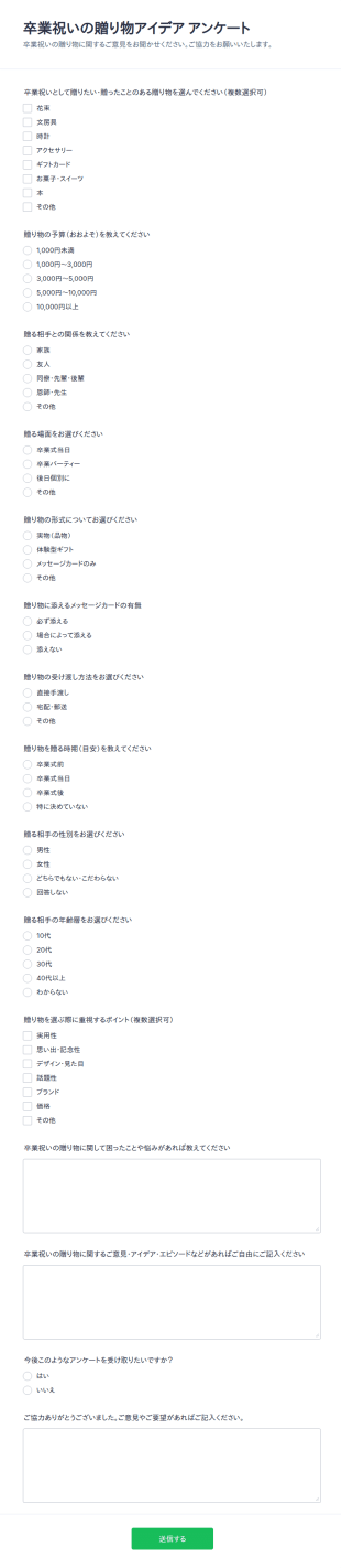 卒業ギフトアイデア調査