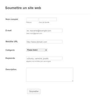 Soumettre Un Site Web Form Template