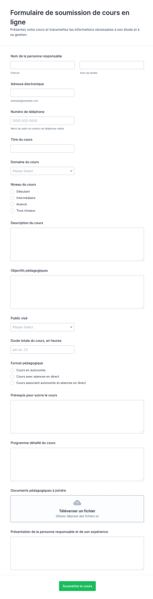 Soumission De Cours Formulaire