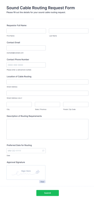Sound Cable Routing Request Form Template