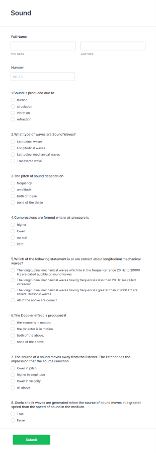 Sound Quiz Form Template