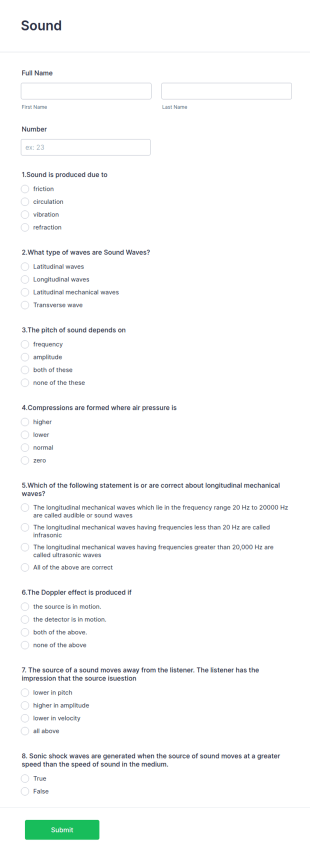 Sound Quiz Form Template