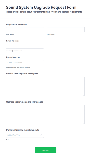 Sound System Upgrade Request Form Template