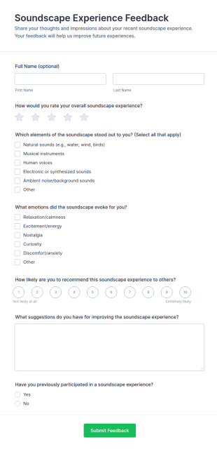 Soundscape Experience Feedback Form Template