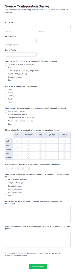 Source Configuration Survey Form Template