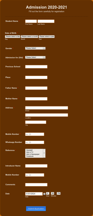 Southside Matric School Admission 2020 2021 Form Template