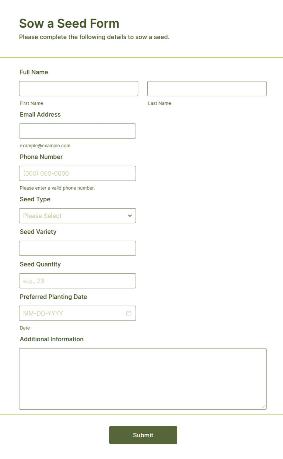 Seed Filing Form D.pdf Sow a Seed Form Template | Jotform