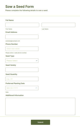Sow A Seed Form Template