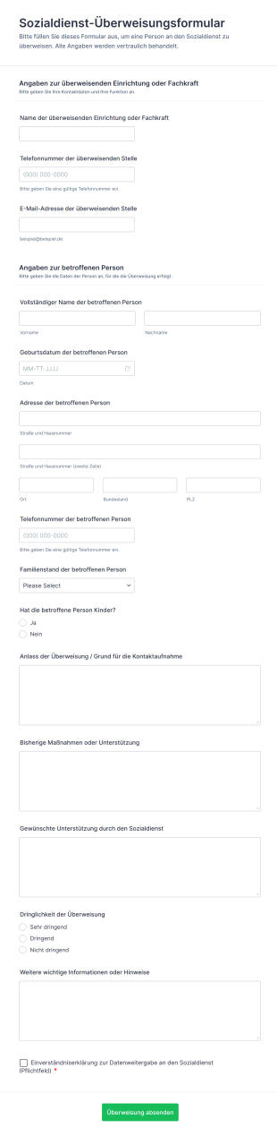 Sozialdienst Überweisungsformular