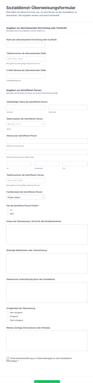 Sozialdienst Überweisungsformular