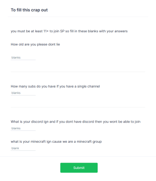 SP Minecraft Group APPS Form Template