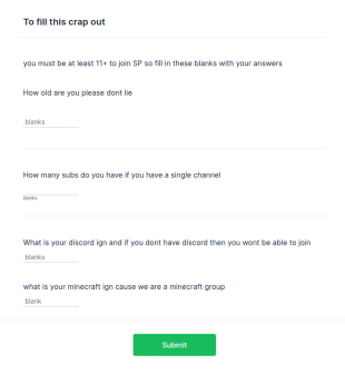 SP Minecraft Group APPS Form Template
