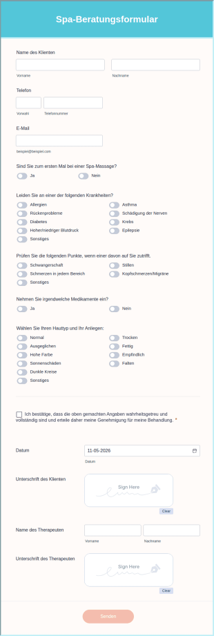 Spa Beratungsformular