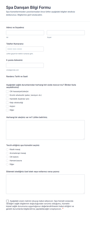 Spa Danışan Bilgi Form Şablonu