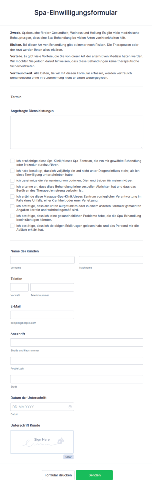Spa Einwilligungsformular