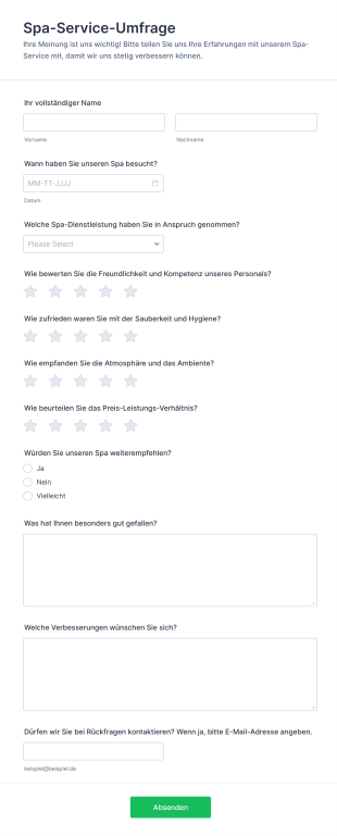 Spa Service Umfrage