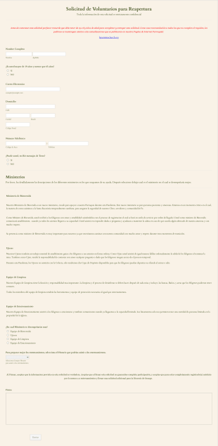 Spanish Church Volunteer Form (LP)