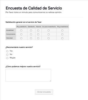 Spanish Satisfaction Survey Form