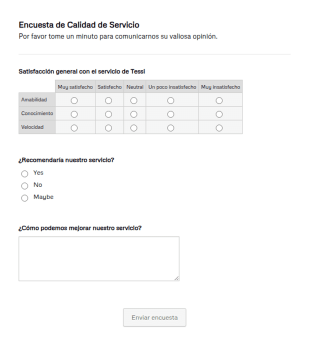 Spanish Satisfaction Survey Form