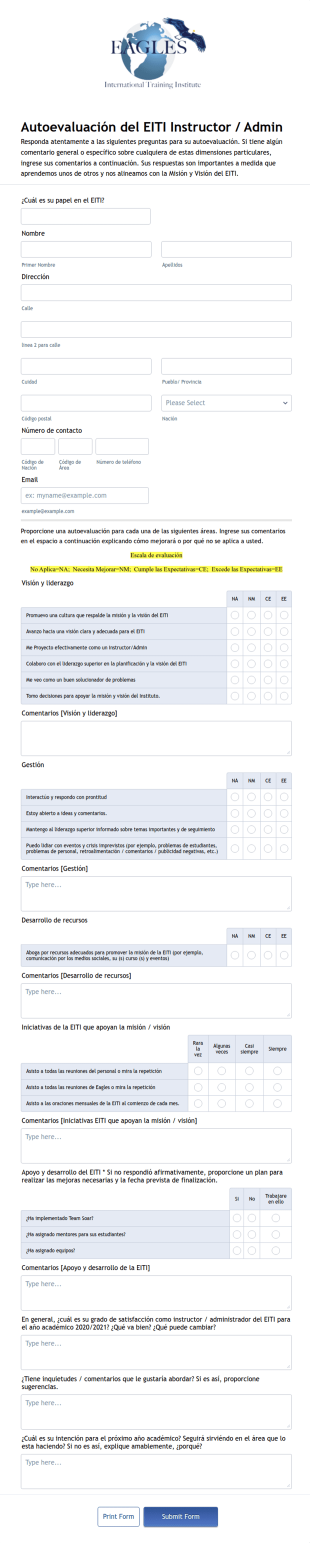Spanish Staff Self Evaluation