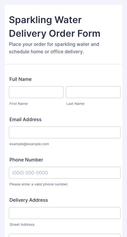 Sparkling Water Delivery Order Form Template | Jotform
