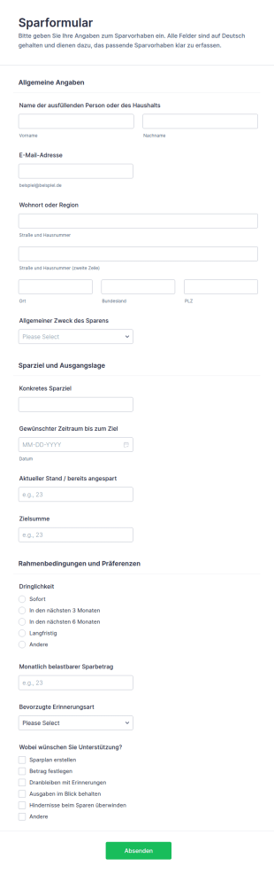 Sparvorhaben Checkliste