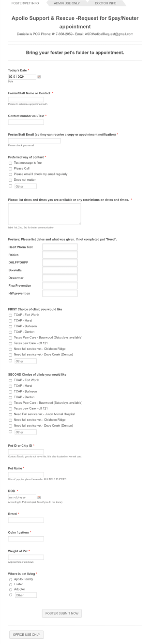 Spay/Neuter Request Form Template