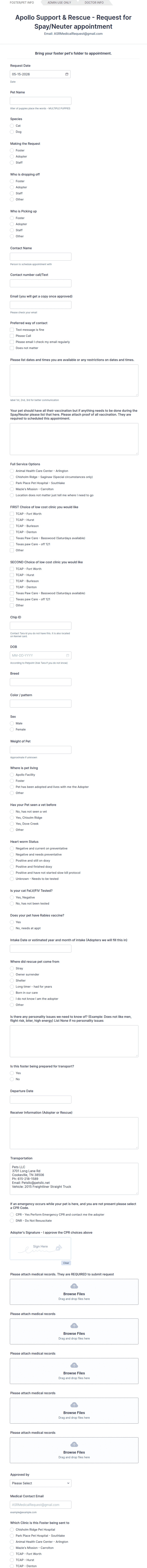 Spay Neuter Request Form Template Jotform
