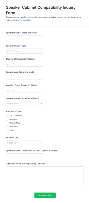 Speaker Compatibility Inquiry Form Template