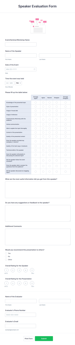 Speaker Evaluation Form Template