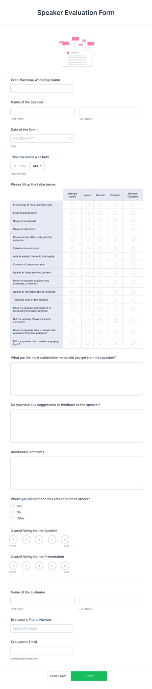 Speaker Evaluation Form Template