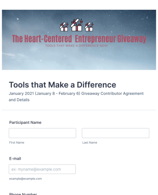Giveaway Partner Registration Form Template