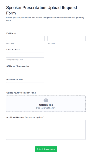 Speaker Presentation Upload Request Form Template