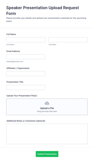 Speaker Presentation Upload Request Form Template