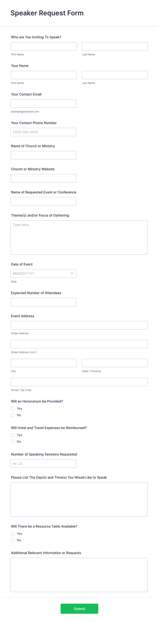 Speaker Request Form Template