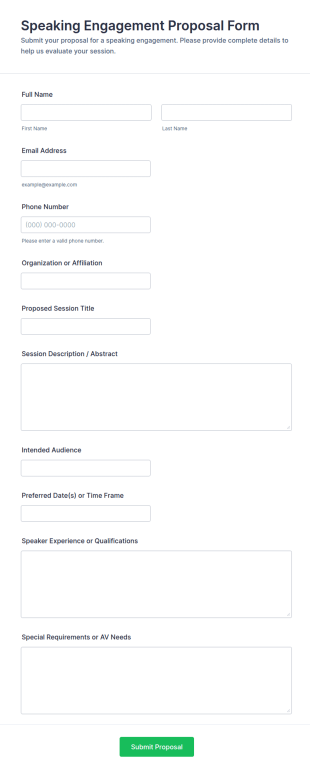 Speaking Engagement Proposal Form Template