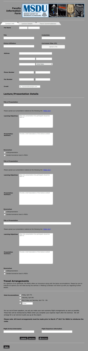 Speaking Faculty Information Form Template