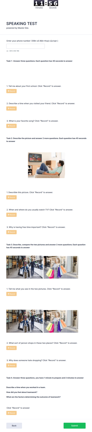 English Speaking Test Template