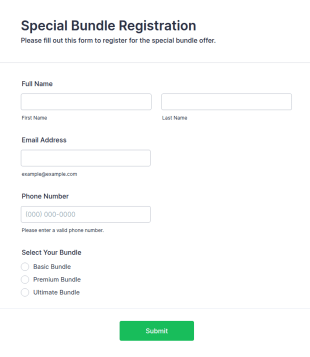 Special Bundle Registration Form Template