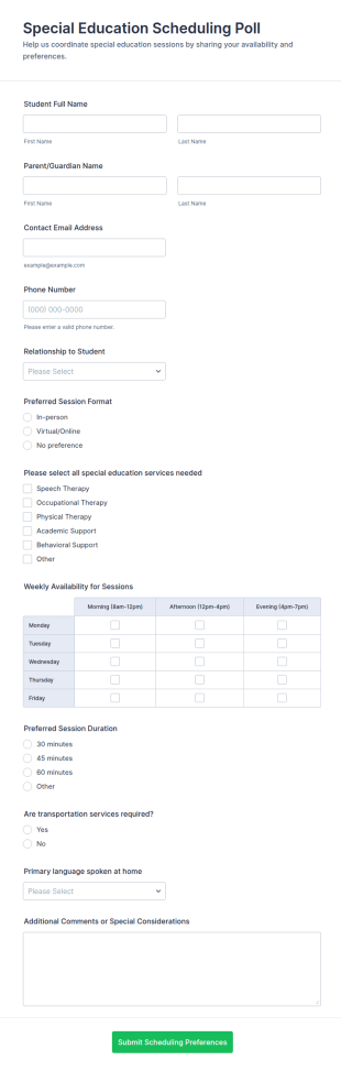 Special Education Scheduling Poll Form Template