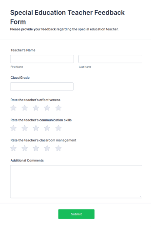 Special Education Teacher Feedback Form Template
