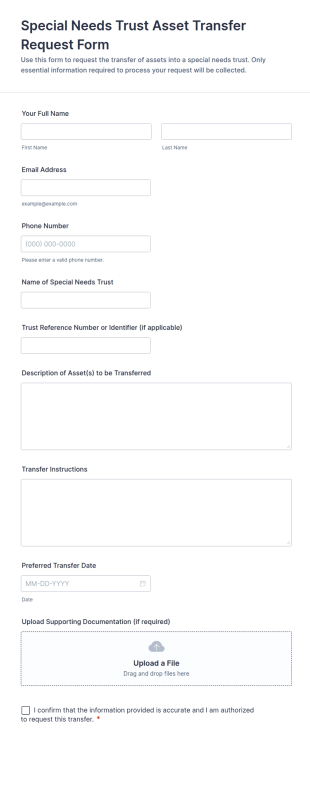Special Needs Trust Asset Transfer Request Form Template