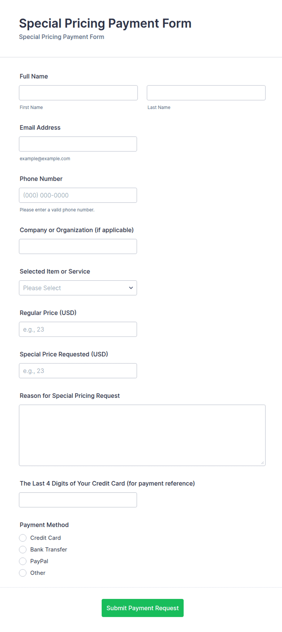 Special Pricing Payment Form Template | Jotform