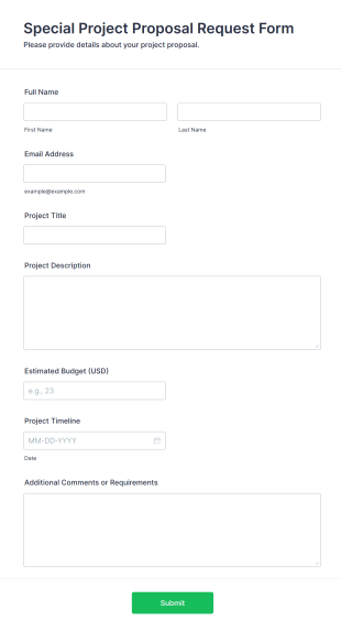 Special Project Proposal Request Form Form Template
