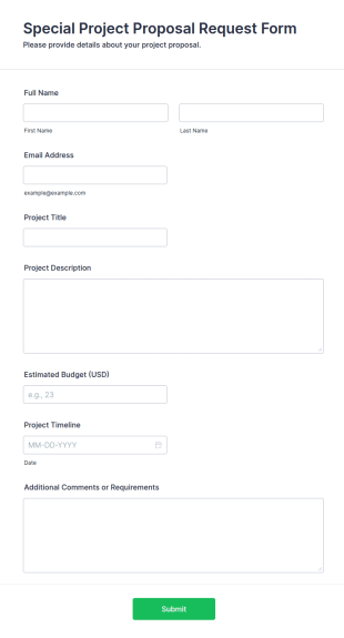 Special Project Proposal Request Form Template